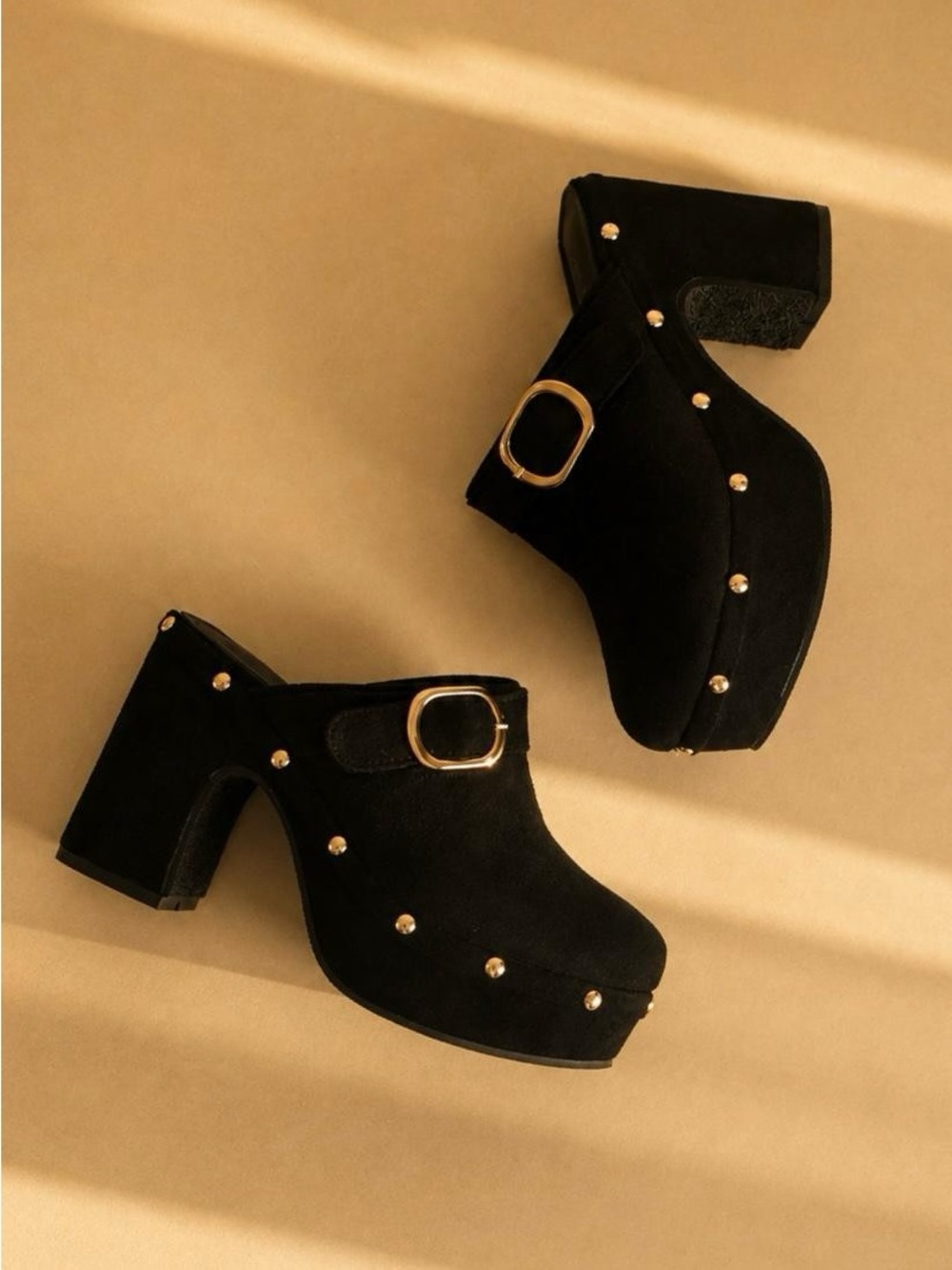 Retro Muse Studded Platform Clog with Adjustable Buckle Strap